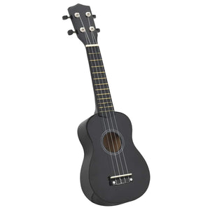 Schwarzes Sopran-Ukulele-Set für Kinder mit Tasche, 21 Zoll