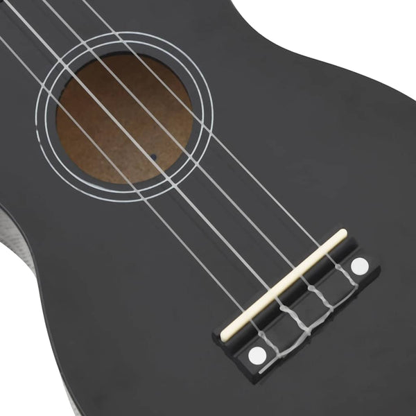 Schwarzes Sopran-Ukulele-Set für Kinder mit Tasche, 21 Zoll