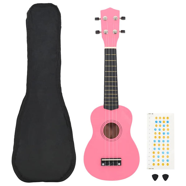 Rosa Sopran Ukulele Set mit Tasche