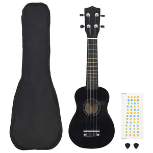 Sopran Ukulele Set mit Tasche, Schwarz, 23 Zoll