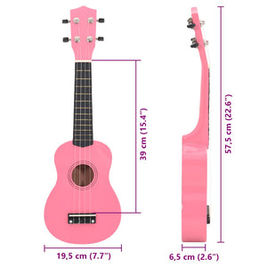 Rosa Sopran Ukulele Set mit Tasche
