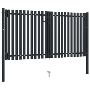 Doppeltür-Zauntor aus Stahl 300 x 150 cm Anthrazit