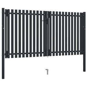 Doppeltür-Gartentor aus Stahl 300 x 175 cm Anthrazit