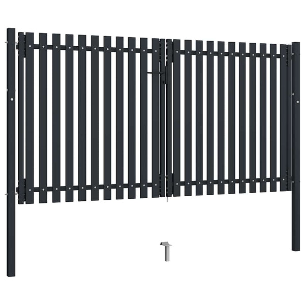 Doppeltür-Gartentor aus Stahl 300 x 175 cm Anthrazit