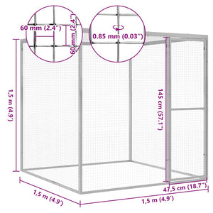 Katzenkäfig 1,5x1,5x1,5 m Verzinkter Stahl