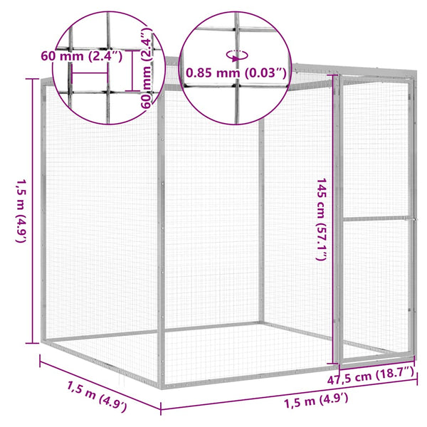 Katzenkäfig 1,5x1,5x1,5 m Verzinkter Stahl