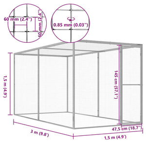 Katzenkäfig 3x1,5x1,5 m Verzinkter Stahl