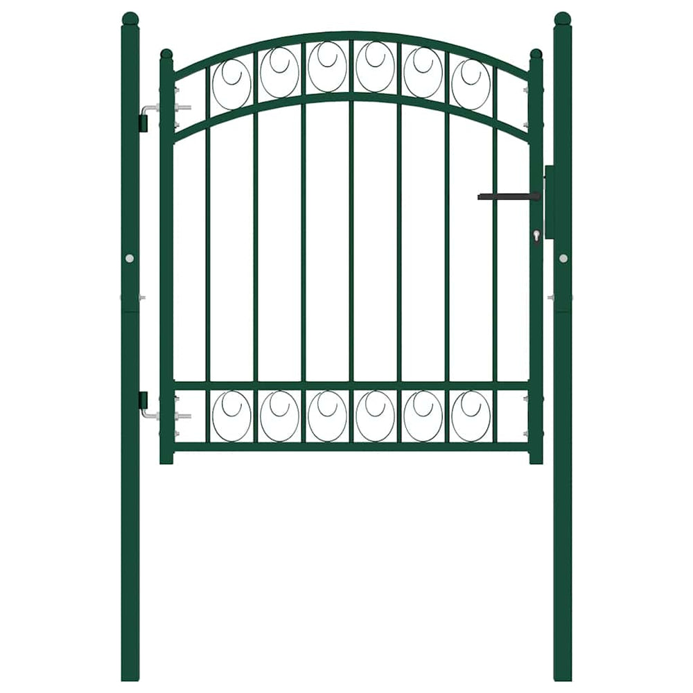 vidaXL Portail de clôture EMMEN avec finition en arc Acier 100 x 86 cm Vert