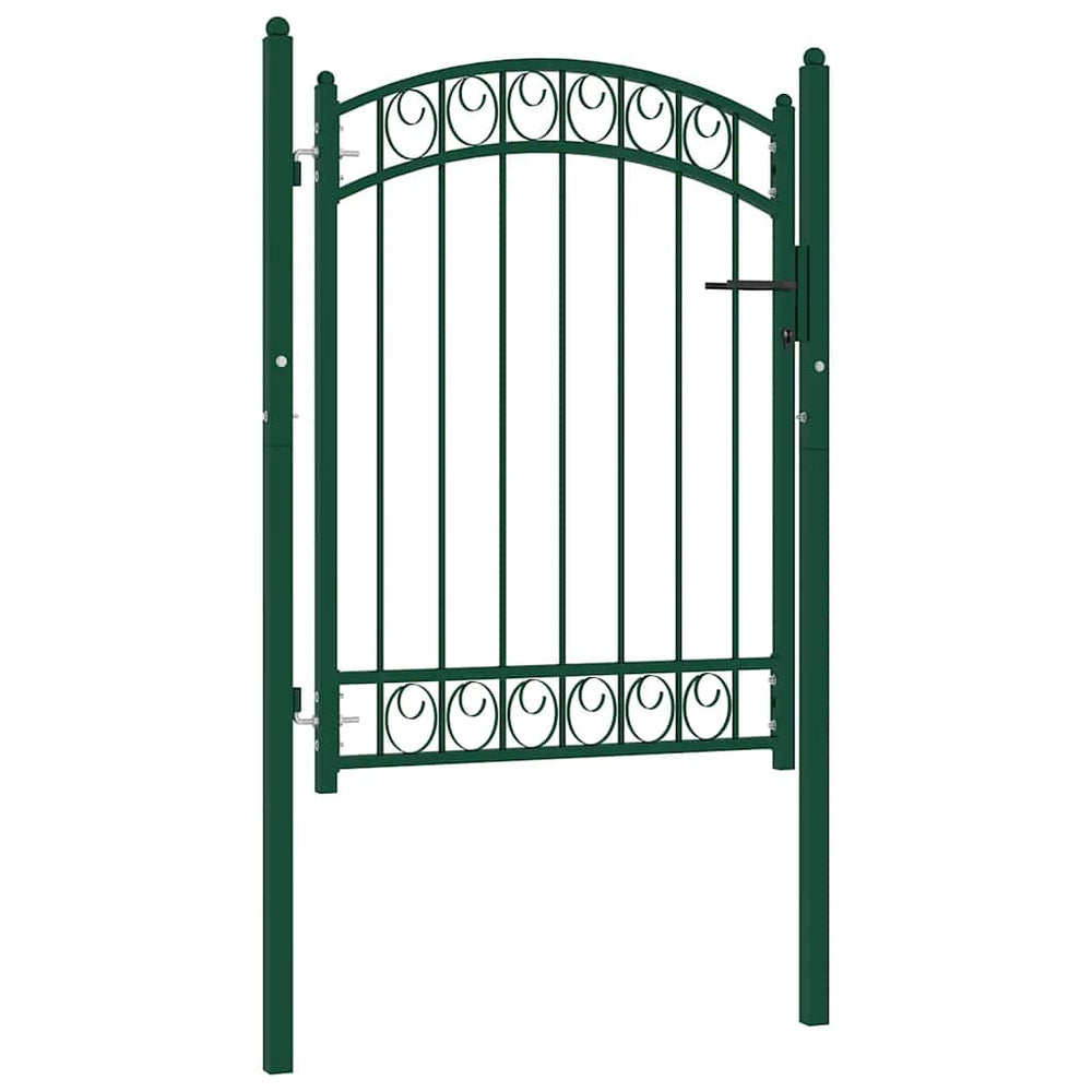 vidaXL Portail de jardin EMMEN avec arc décoratif en acier 100 x 98,5 cm Vert