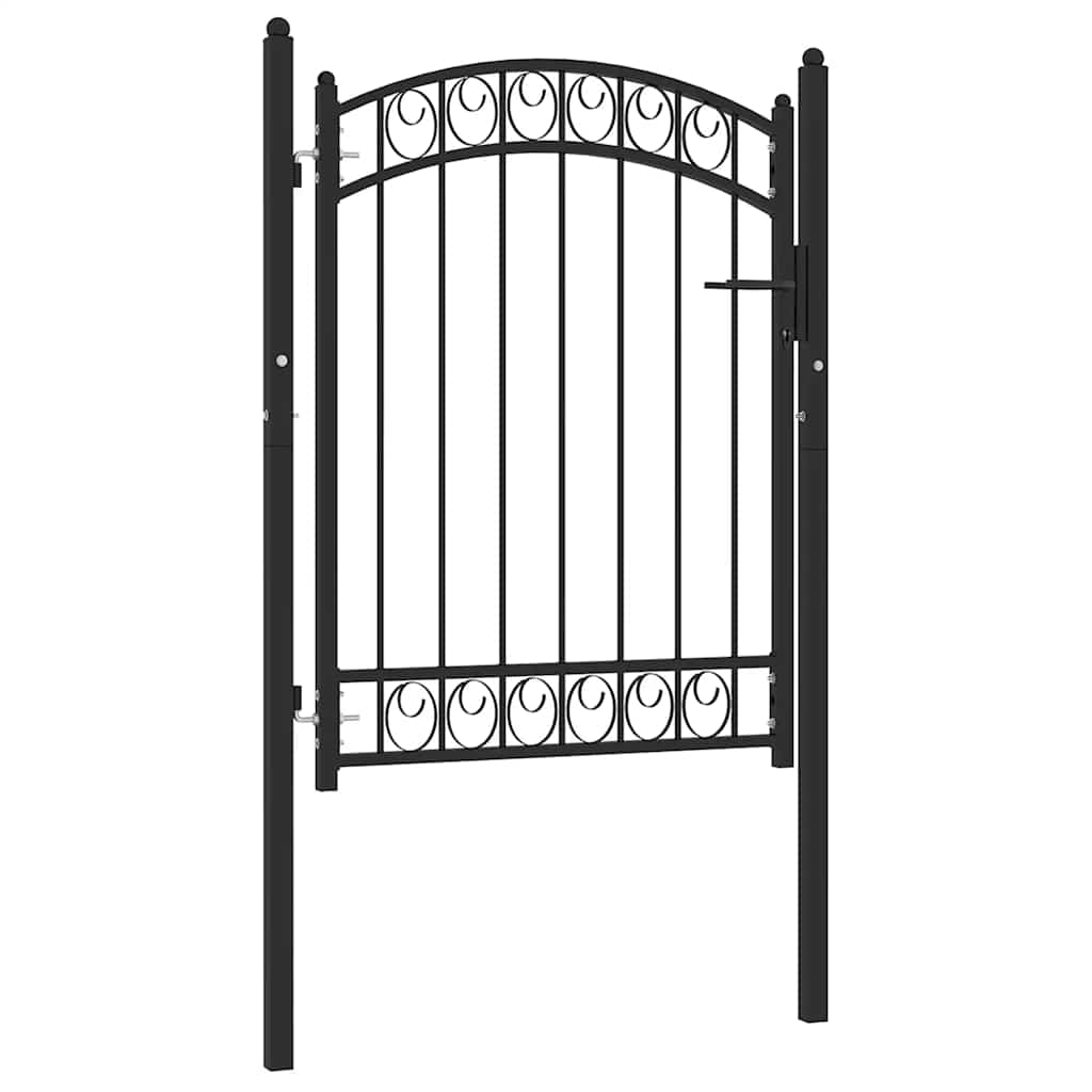 Zauntor EMMEN mit Bogenabschluss Stahl 100 x 98,5 cm Schwarz