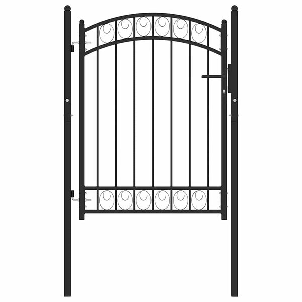 Zauntor EMMEN mit Bogenabschluss Stahl 100 x 98,5 cm Schwarz