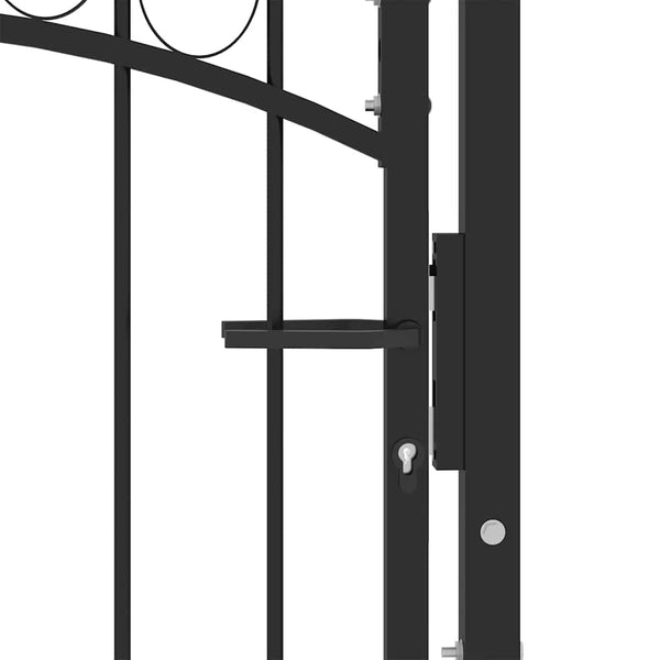 Zauntor EMMEN mit Bogenabschluss Stahl 100 x 98,5 cm Schwarz