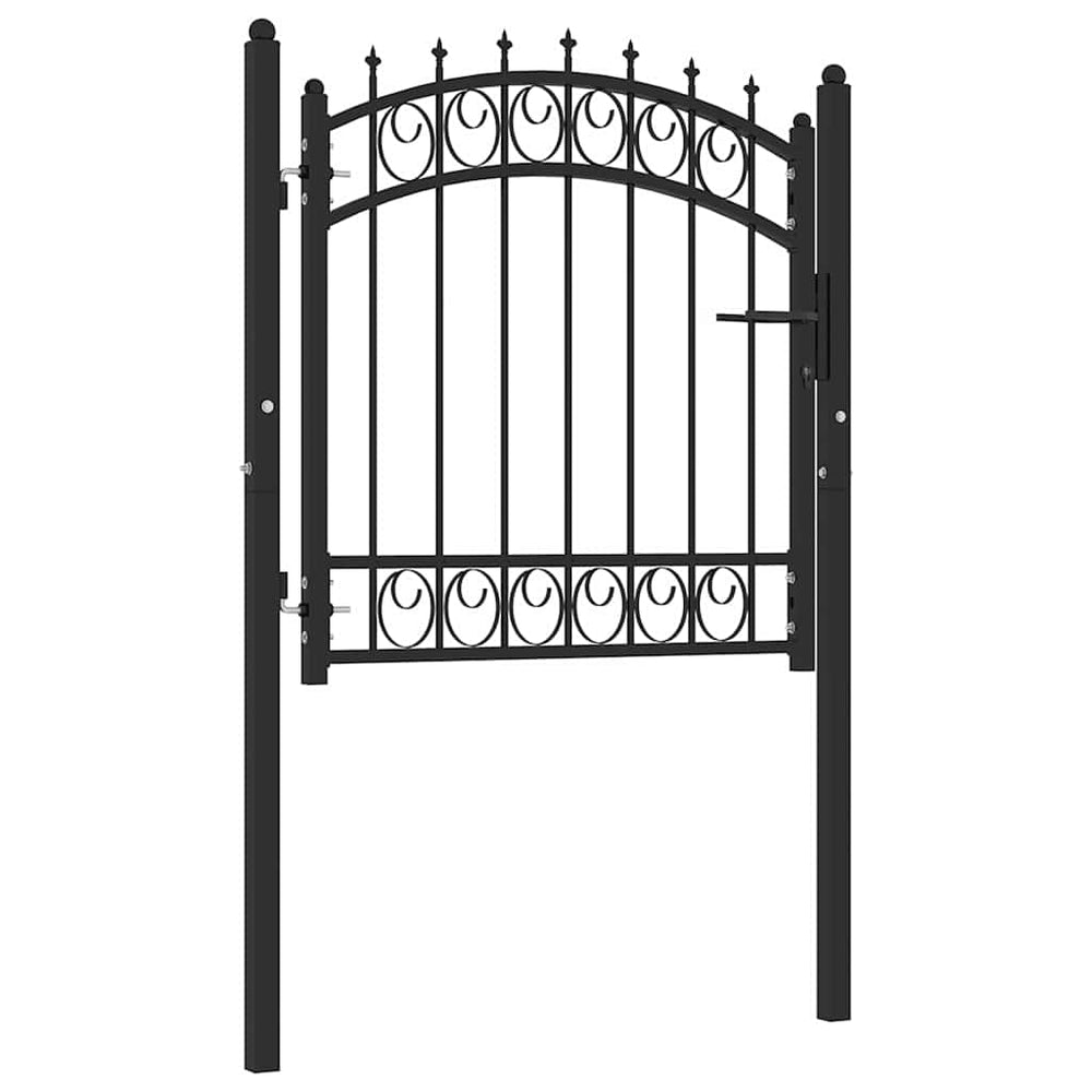 vidaXL Portail de clôture EMMEN avec pointes en acier 103 x 97 cm Noir