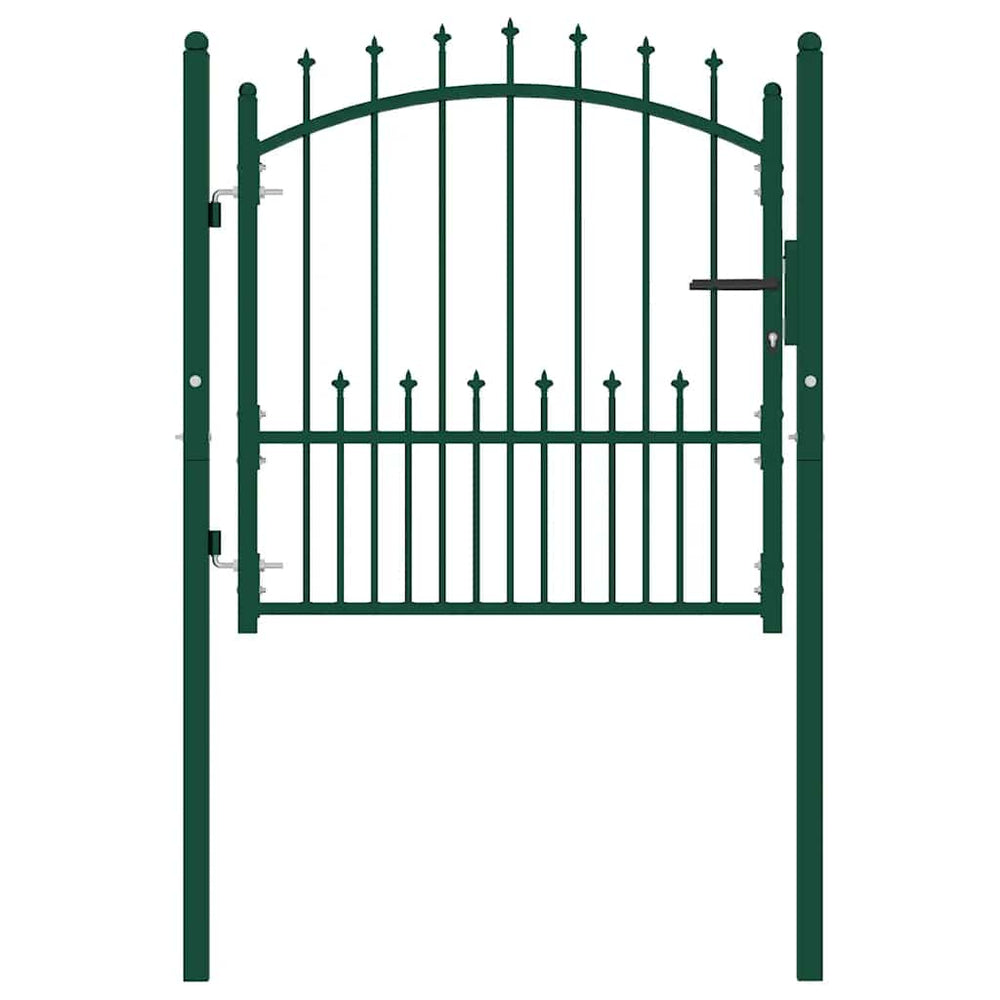 vidaXL Portail de clôture EMMEN avec pointes Acier 104 x 97 cm Vert