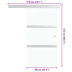 Schiebetür ESG-Glas und Aluminium 90x212 cm Silbern