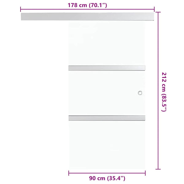Schiebetür ESG-Glas und Aluminium 90x212 cm Silbern
