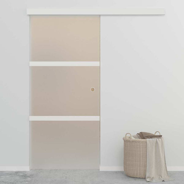 Schiebetür ESG-Glas und Aluminium 90x212 cm Silbern
