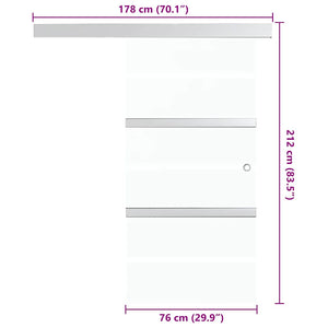 Schiebetür ESG-Glas und Aluminium 76x212 cm Silbern