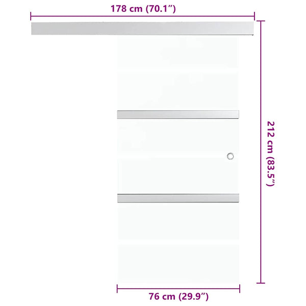 Schiebetür ESG-Glas und Aluminium 76x212 cm Silbern