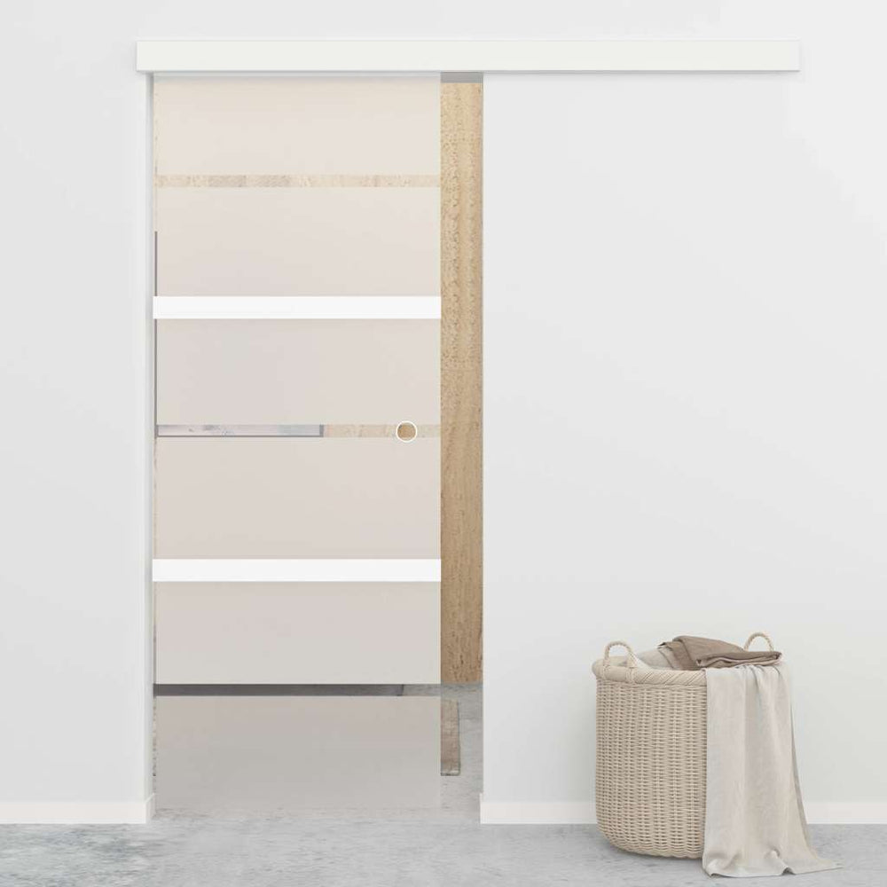 Schiebetür ESG-Glas und Aluminium 76x212 cm Silbern
