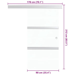 Schiebetür ESG-Glas und Aluminium 90x205 cm Silbern