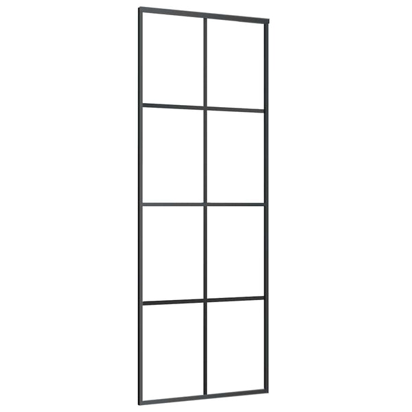 Schiebetür Aluminium und ESG Glas 76x205 cm Schwarz