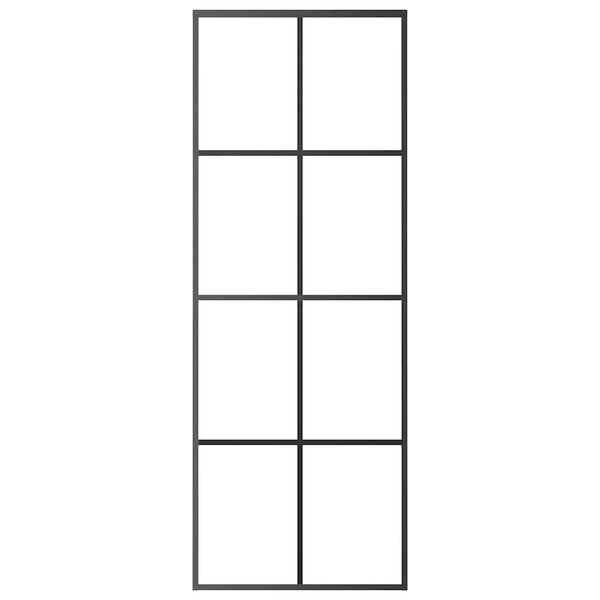 Schiebetür Aluminium und ESG Glas 76x205 cm Schwarz
