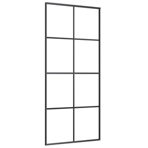 Schiebetür Aluminium und ESG Glas 90x205 cm Schwarz
