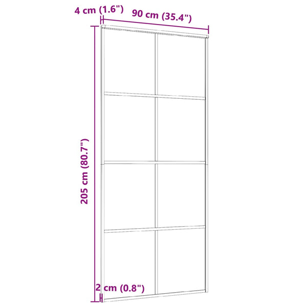 Schiebetür Aluminium und ESG Glas 90x205 cm Schwarz