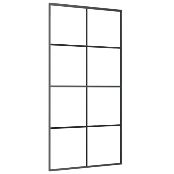 Schiebetür Aluminium und ESG Glas 102,5x205 cm Schwarz