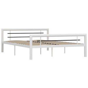 Bettgestell Weiß und Schwarz Metall 160×200 cm