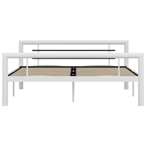 Bettgestell Weiß und Schwarz Metall 160×200 cm