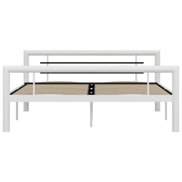 Bettgestell Weiß und Schwarz Metall 160×200 cm