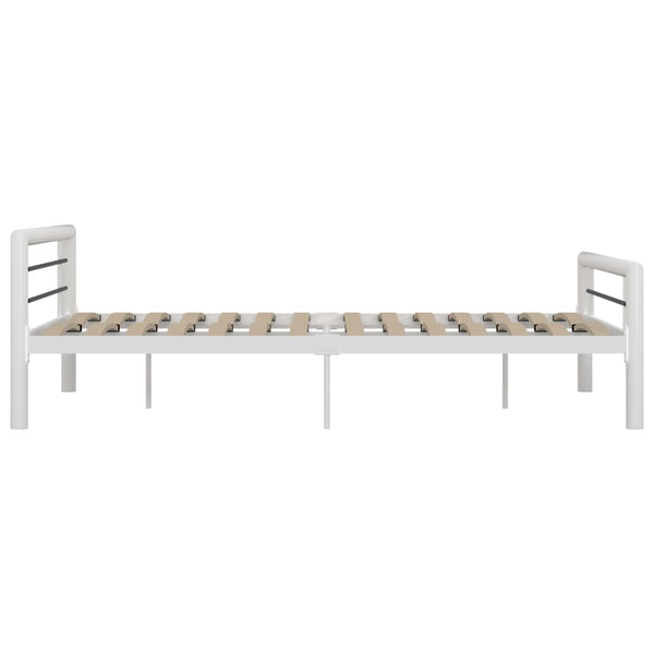 Bettgestell Weiß und Schwarz Metall 160×200 cm