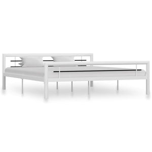 Bettgestell Weiß und Schwarz Metall 180×200 cm