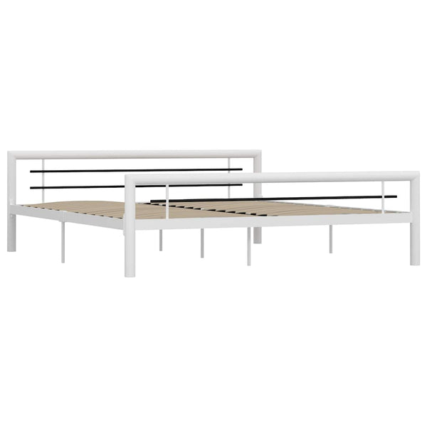 Bettgestell Weiß und Schwarz Metall 180×200 cm