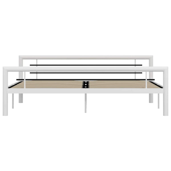 Bettgestell Weiß und Schwarz Metall 180×200 cm