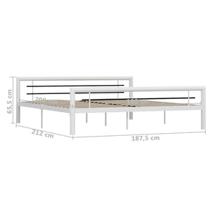 Bettgestell Weiß und Schwarz Metall 180×200 cm
