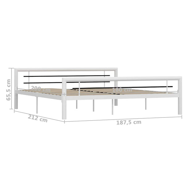 Bettgestell Weiß und Schwarz Metall 180×200 cm
