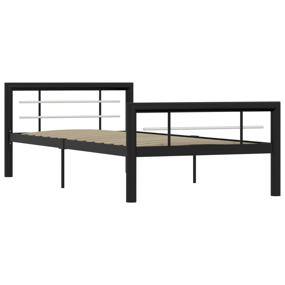 vidaXL Bed Frame Black and White Metal 100 x 200 cm
