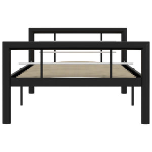 Bettgestell Schwarz und Weiß Metall 100 × 200 cm