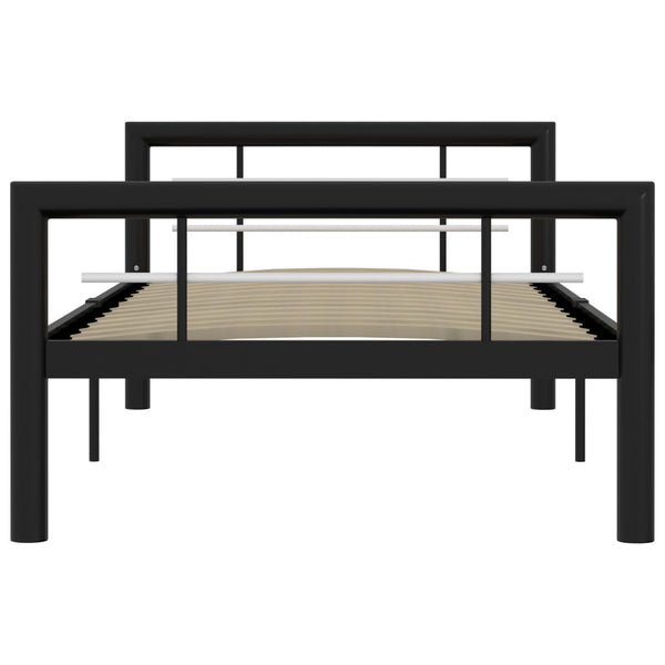 Bettgestell Schwarz und Weiß Metall 100 × 200 cm