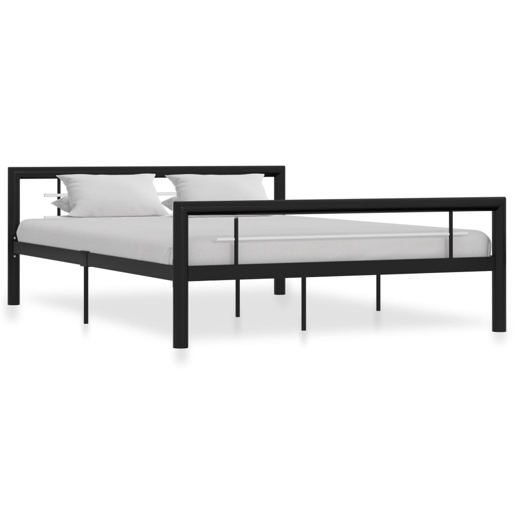 Bettgestell Schwarz und Weiß Metall 120x200 cm