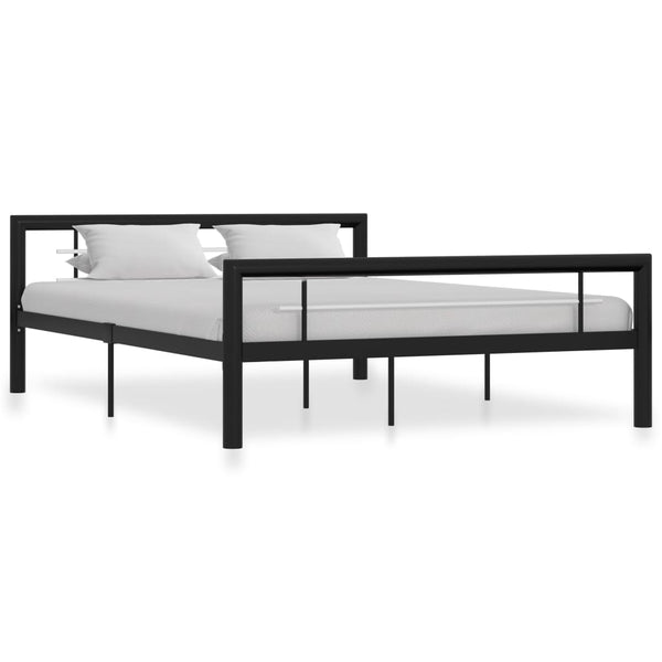 Bettgestell Schwarz und Weiß Metall 120x200 cm