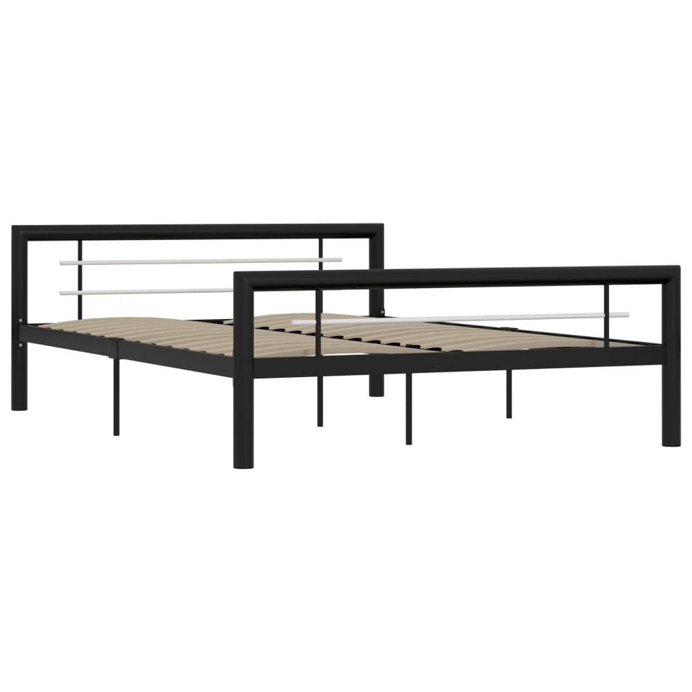 vidaXL Bed Frame Black and White Metal 120x200 cm
