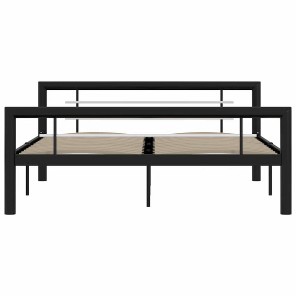 Bettgestell Schwarz und Weiß Metall 140×200 cm