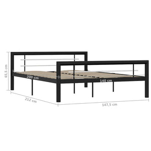 Bettgestell Schwarz und Weiß Metall 140×200 cm