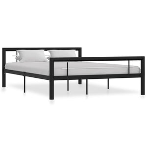 Bettgestell Schwarz und Weiß Metall 160×200 cm