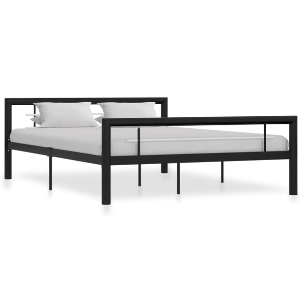 Bettgestell Schwarz und Weiß Metall 160×200 cm