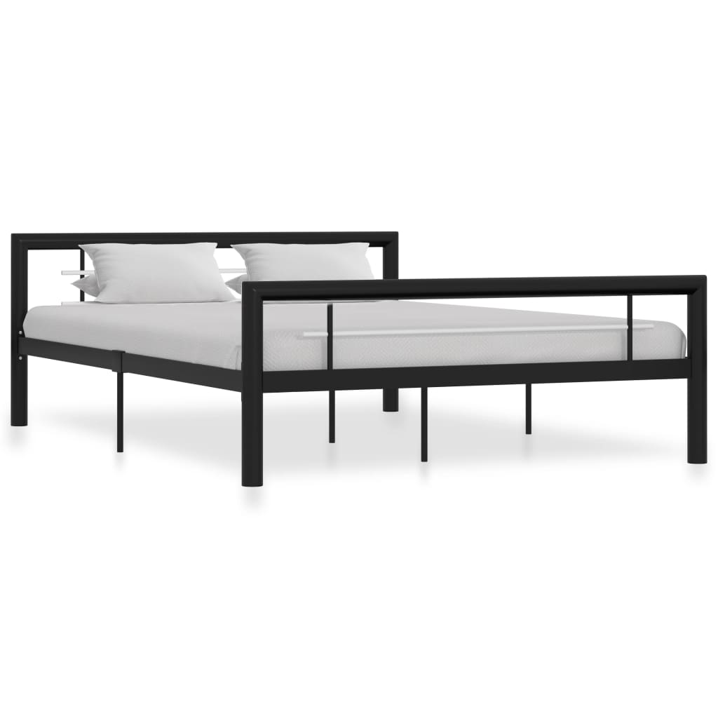 Bettgestell Schwarz und Weiß Metall 160×200 cm